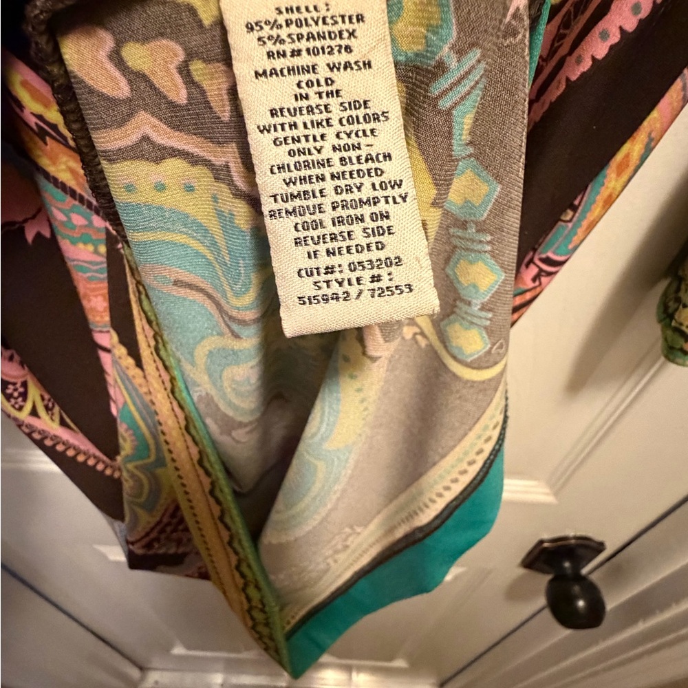 Beige by eci Brown Shift Dress with Teal and Pink Paisley - Picture 5 of 5